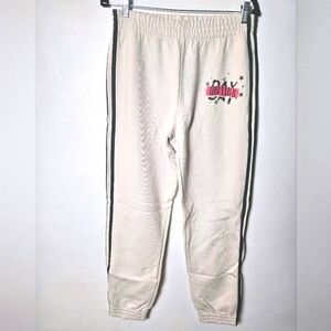DAYDREAMER LA Cream‎ Cotton Jogger Sweatpant Graphic Logo Stripe Detail Med NWT